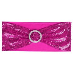 Stretch Chair Cover Bands Bow Decor Slider Sashes Buckle Sequin Wedding Party