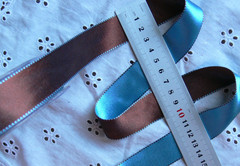 BROWN & AQUA Duo Quality Satin Reversible &Stitch Edged 100% Poly 5Met 25mm CL14