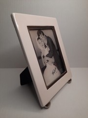 Wedding Photo Frame White Shimmering Finish Table Top