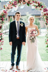 Dusty Rose Cascading Bridal Bouquet – Artificial Silk Flowers for Weddings