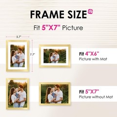 FIXSMITH 5×7 Picture Frame Set of 2, Gold Picture Frames Collage for Tabletop…