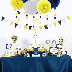 Navy-Blue White-Yellow Graduation Party Decorations – Navy Blue White Yellow