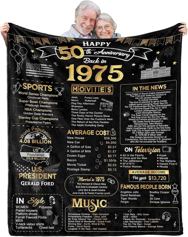 50th Wedding Anniversary Blanket Gift 50th Wedding Anniversary Gift 60Lx50W