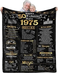 50th Wedding Anniversary Blanket Gift 50th Wedding Anniversary Gift 60Lx50W