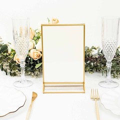 GOLD CLEAR 6 Acrylic 5″x9″ Freestanding Double Sided Table SIGN HOLDERS Party