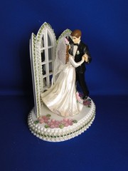 New Elegant First Dance Bridal Couple , Chapel mirror Windows Caketop, pink #331