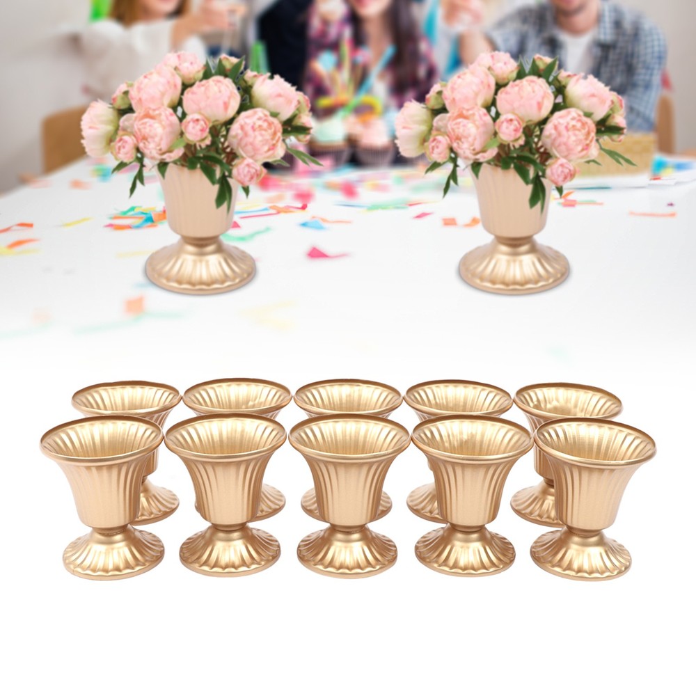 10Pcs Gold Iron Vase Trumpet Shape Wedding Table Centerpiece Home Party Decor