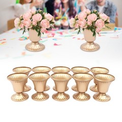 10Pcs Gold Iron Vase Trumpet Shape Wedding Table Centerpiece Home Party Decor