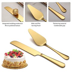 Wedding Cake Knife and Server Set, Gold Titanium Plating Stainless Steel Cake…
