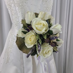Tulip and Amethyst Garden Faux Silk Wedding Bouquet