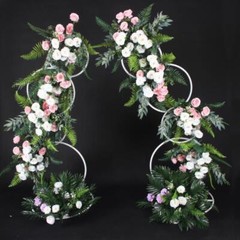 2pcs A set Round Wedding Arch Backdrop Rings Loops Flower Balloon Lawn Row Stand