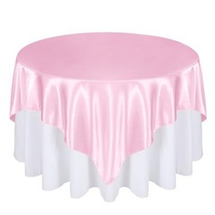 72 Inch Satin Square Tablecloth Overlay Pcs Square Tablecloth Cover, 6 Pink