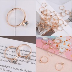 Mikovivi 80pcs Adjustable Fake Faux Rose Gold Bridal Shower Diamond Rings,