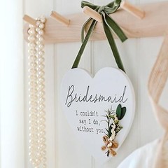 Wedding Bridesmaid Hanging Heart Plaque with Flowers
