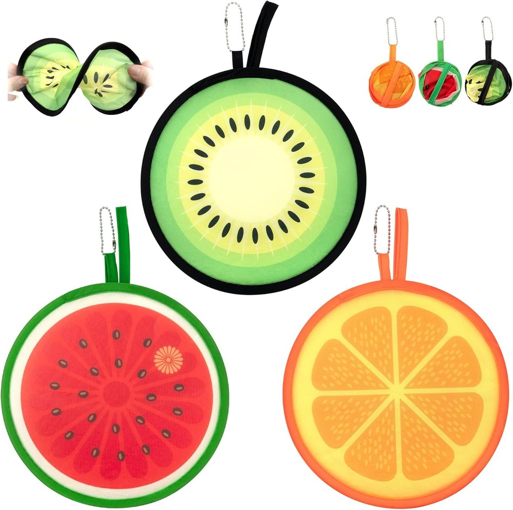 Quacc 3 PCS Round Foldable Hand Fans, Fruit Style Handheld Folding Fan…
