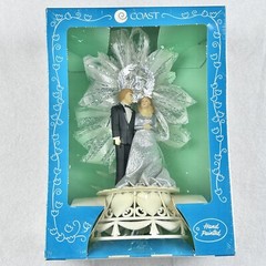 Vintage COAST NOVELTY 25th Wedding Anniversary Cake Topper Bride/Groom NIB ivory