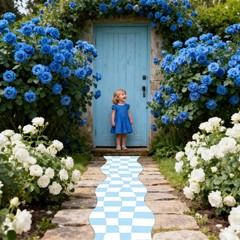 Wonderland Party Decoration Blue and White Checkered Aisle Runner 118 x 24 In…