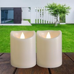 2 Pack Outdoor Battery Operated Candles with Timer (3×4 3 x 4 inches – 2 PACK