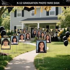 14 Pcs Large K-12 Graduation Photo Yard Sign Decorations 11 X 16 Inches