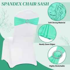Mds Pack Of 50 Spandex Chair Sashes Bow Premium Stretch Chair Cover Band Buckle