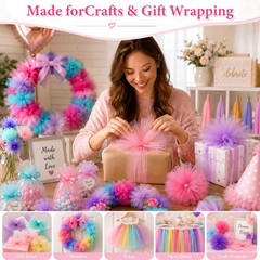 24 Colors Tulle Rolls 6in x 10Yds Rainbow Fabric Ribbon for Tutus Wedding Decor