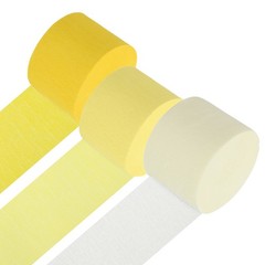 3Roll 1.8″x72FT Crepe Paper Streamers Decorations Yellow/Light Yellow/White