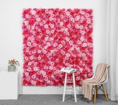 12 Panels Set 3D 8x4ft Floral Flower Wall Backdrop Pink Decor Rose Panels