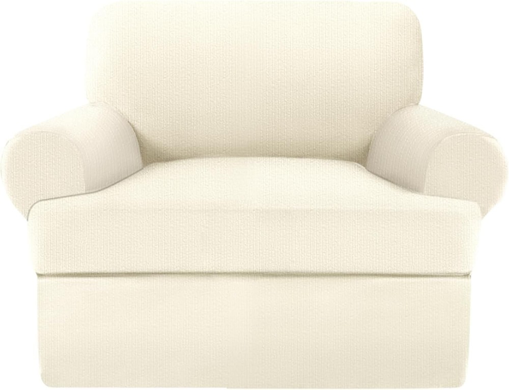 Jcones 2 Pieces T Cushion Chair Covers with Arms Super Stretch Chair Slipcove…