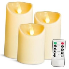 Led Flameless Candles Outdoor Indoor Battery Operated Flickering Ivory-3 Pack