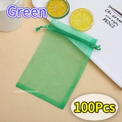 50/100Pcs White Sheer Organza Bags for Wedding Favor with Drawstring, Jewelry Po
