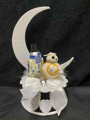 Mr RR2-D2 & BB-8 Droid Action Star War Funny Wedding Cake Topper Groom top