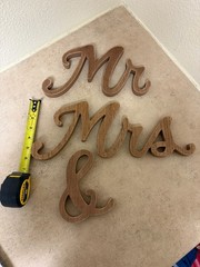 Mr & Mrs Wood Cut Words Sign Wedding 3 Pieces Hobby Lobby
