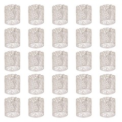25Pcs Candle Wraps Decorate Tea Light Wrap Leaf Pattern, Silver