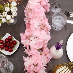 Blush 7 ft 3D Chain Silk Hydrangea Garland Wedding Party Flowers Decorations