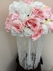 Luxurious Crystal White/Pink Flower Stand Wedding 13in Diameter No Stand Incl
