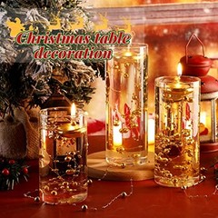 40 Pcs Wedding Floating Candles Pearl Strings for Centerpieces Small Gold