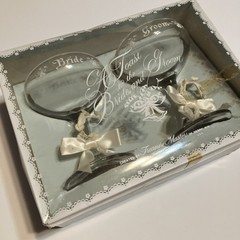 Vintage Wedding Bride Groom Toast Goblets Set Box Treasure Masters 1973 USA Made