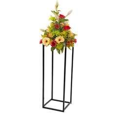 Black 9.8*9.8*29.5in Modern Rectangular Iron Flower Display Rack With Iron Plate