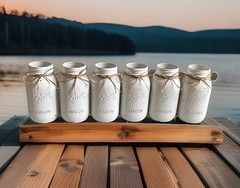 Set of 6 chalk painted distressed Quart size mason jar vases…mix & match colors!