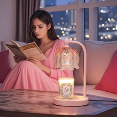 MEIXISUE Pink Candle Warmer Lamp with 4.7 x 7 x 11.81 inches, flower