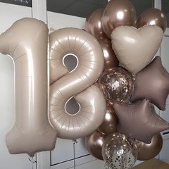 Large Sand White 40 Balloons, Foil Cream Brown Apricot Beige Number 40 Balloo…