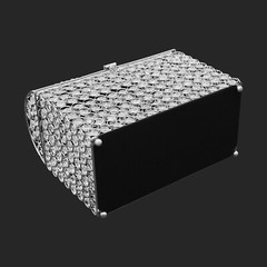 Elegant Wedding Card Box with Heart Lock, Clear Silver Design, 12.2″ x 6.3″