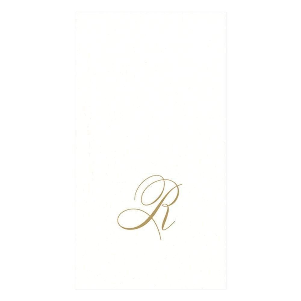 Caspari White Pearl Paper Linen Guest Towels, Monogram Initial Abstract, Pack…