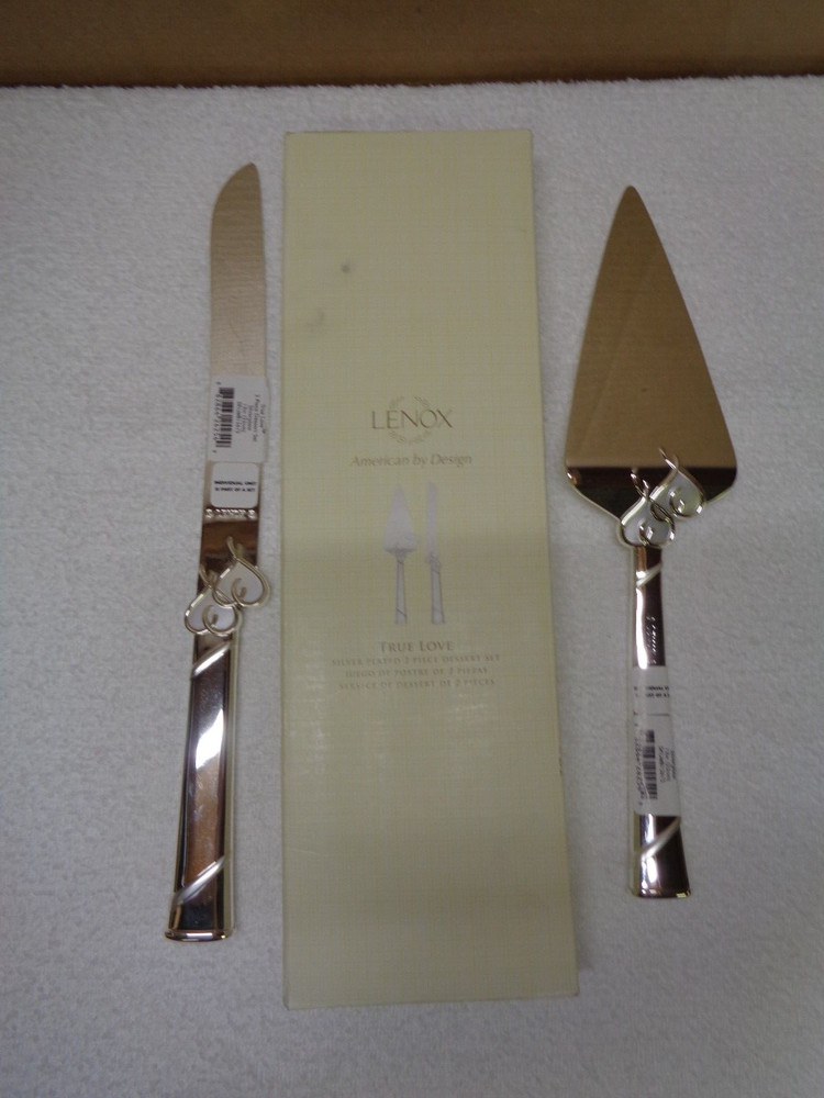 Lenox True Love 2-Piece Dessert Set Silver Plated Cake Knife & Server 13″ In Box