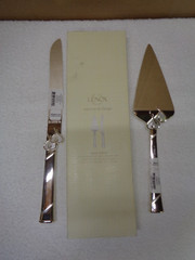Lenox True Love 2-Piece Dessert Set Silver Plated Cake Knife & Server 13″ In Box