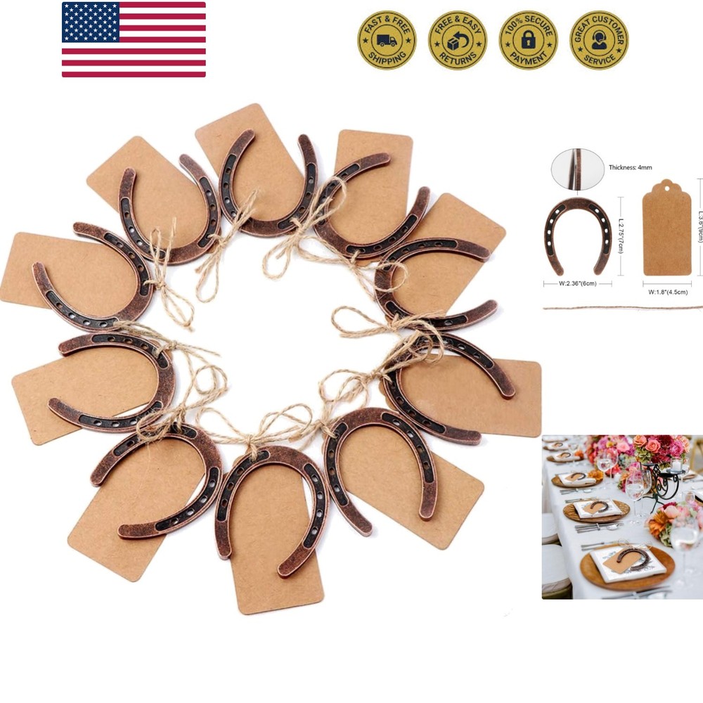 10pcs Good Lucky Horseshoe Wedding Favors with Kraft Tags Rustic Horseshoe Gi…