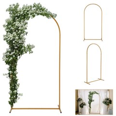 6.6 FT Wedding Arch Backdrop Stand Gold Metal Arch for Wedding Ceremony Party