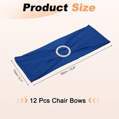 12Pcs Chair Sashes with Buckle Slider Stretch Spandex Chair Bows Cover, Sapphire