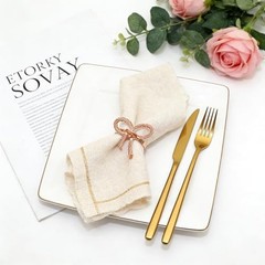 Bow Napkin Rings Set of 12 for Wedding Party Birthday Holiday Family Rose Gold