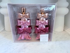 Rachel Zoe Set of 2 Bow Candle Holders Pink & Rose Gold Wedding Decor